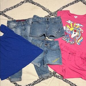Girls Size 8 Shorts & Crop Jeans with adjustable waist tabs & Tops